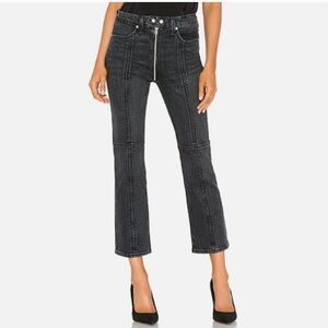 Rag & Bone Iver Black Bain Zipper Detail Cropped Jeans